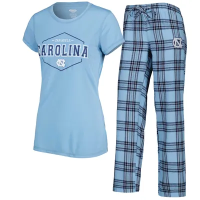 North Carolina Tar Heels Concepts Sport Women's Badge T-Shirt & Flannel Pants Sleep Set - Blue/Navy
