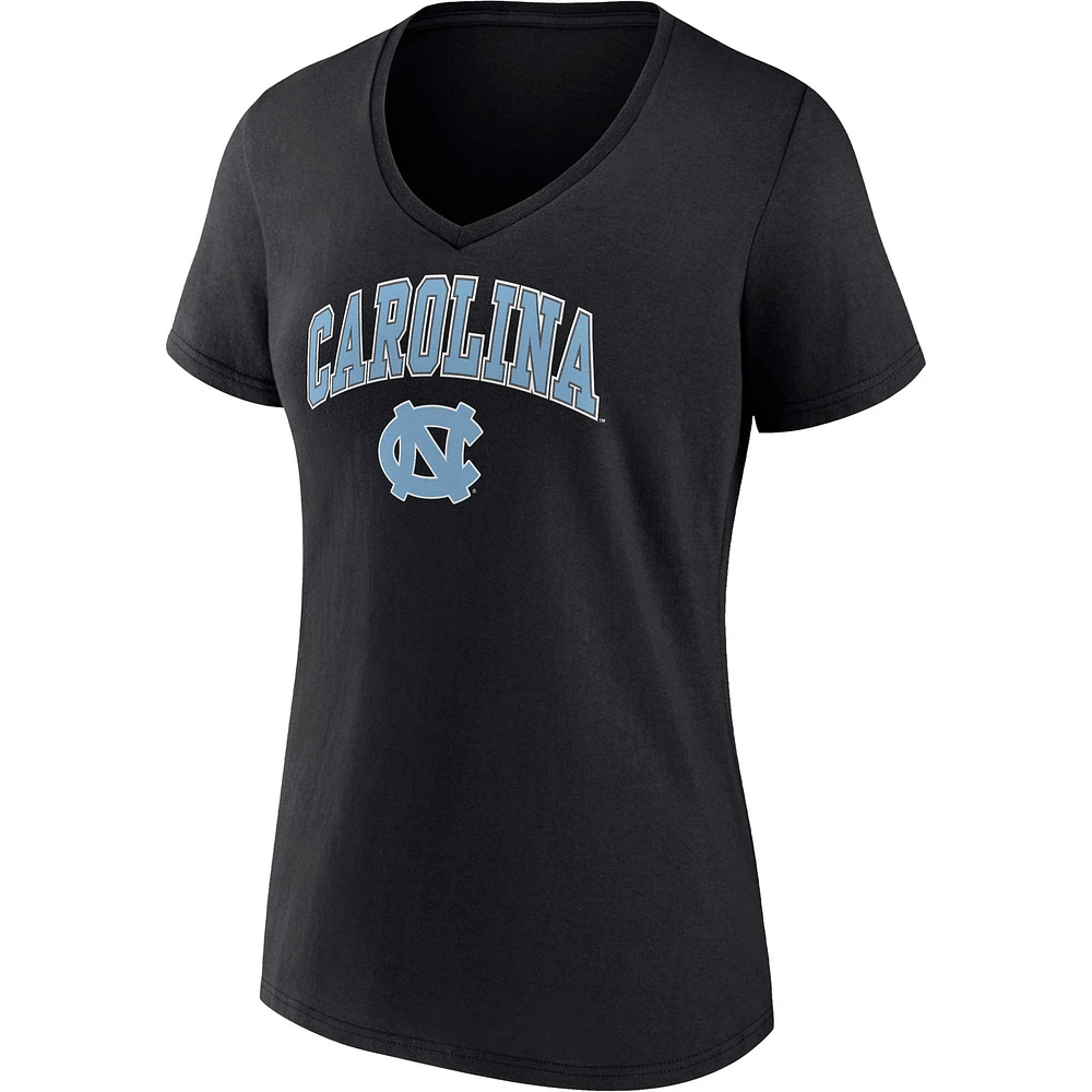 Women's Fanatics Black North Carolina Tar Heels Campus V-Neck T-Shirt