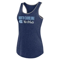 Women's Fanatics Heather Navy North Carolina Tar Heels Fuel Racerback Tank Top