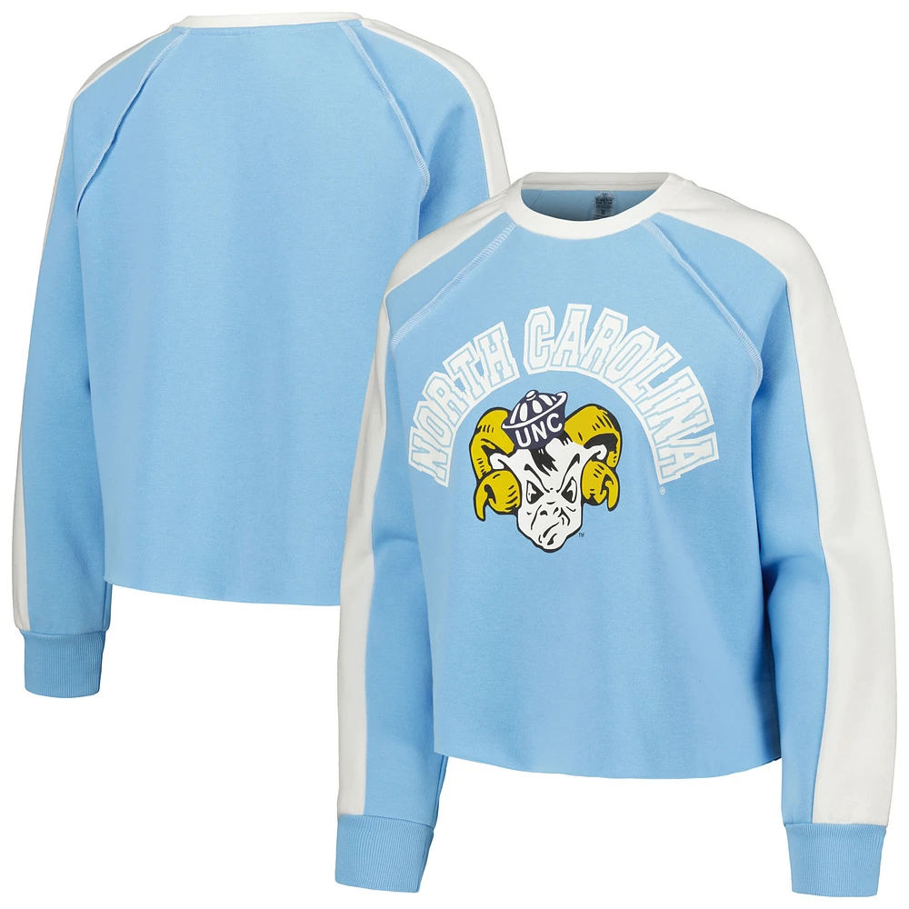 Women's Gameday Couture Carolina Blue North Tar Heels Blindside Raglan Cropped Pullover Sweatshirt