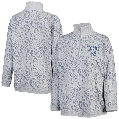 North Carolina Tar Heels Gameday Couture Women's Leopard Quarter-Zip Sweatshirt - Heather Gray