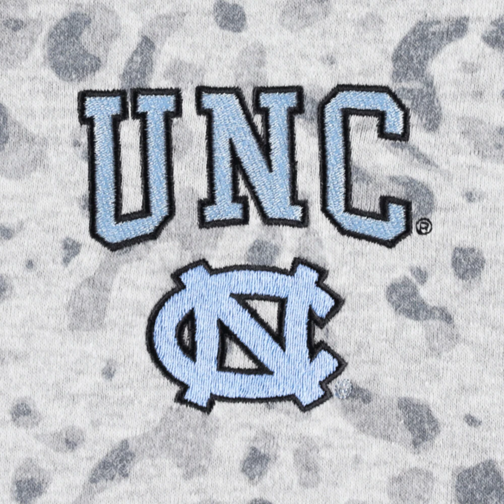 Sweat Gameday Couture pour femme, gris chiné, North Carolina Tar Heels, léopard avec fermeture éclair sur le quart