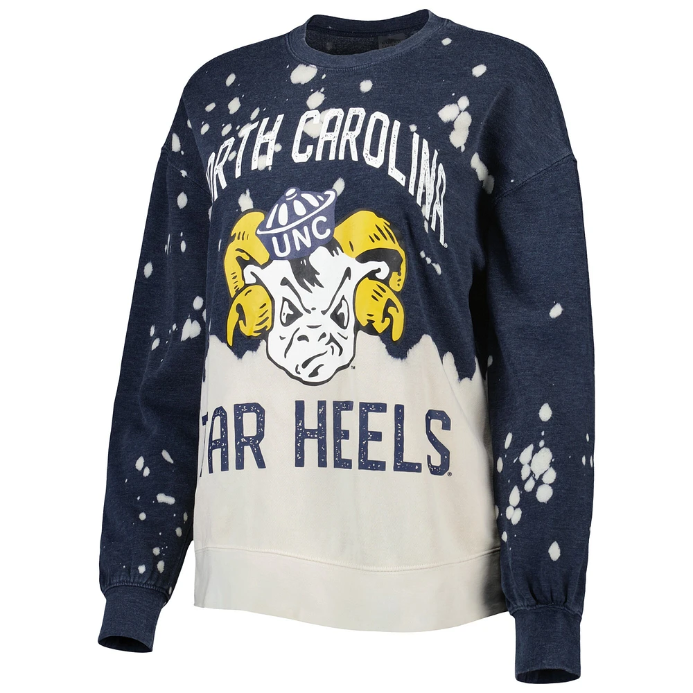 Women's Gameday Couture Navy North Carolina Tar Heels Twice As Nice Délavé Dip-Dye Pull à manches longues Haut