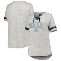 Women's Heather Gray North Carolina Tar Heels Plus Lace-Up T-Shirt