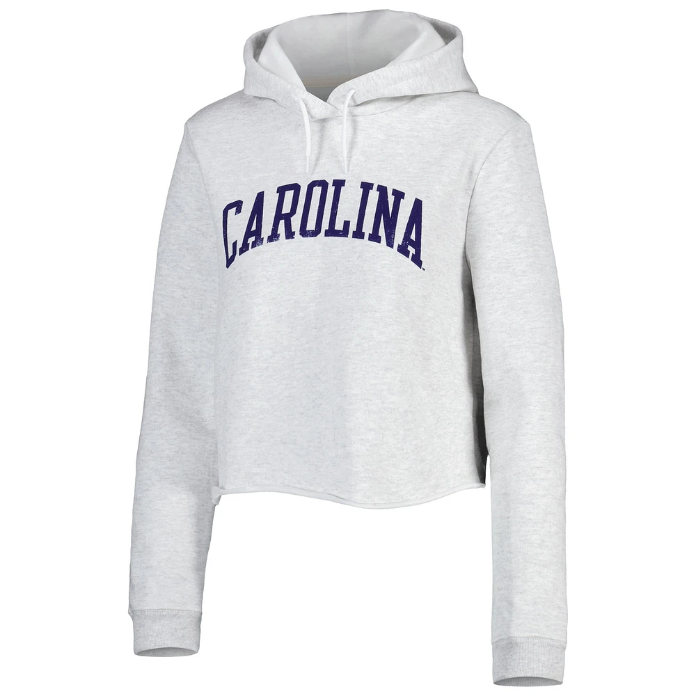 Women's League Collegiate Wear Ash North Carolina Tar Heels 2-Hit 1636 Cropped Pullover Hoodie