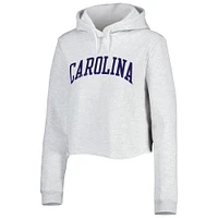 Women's League Collegiate Wear Ash North Carolina Tar Heels 2-Hit 1636 Cropped Pullover Hoodie