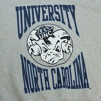 Women's Mitchell & Ness Heather Gray North Carolina Tar Heels Oversized Logo Lightweight Pullover Sweatshirt