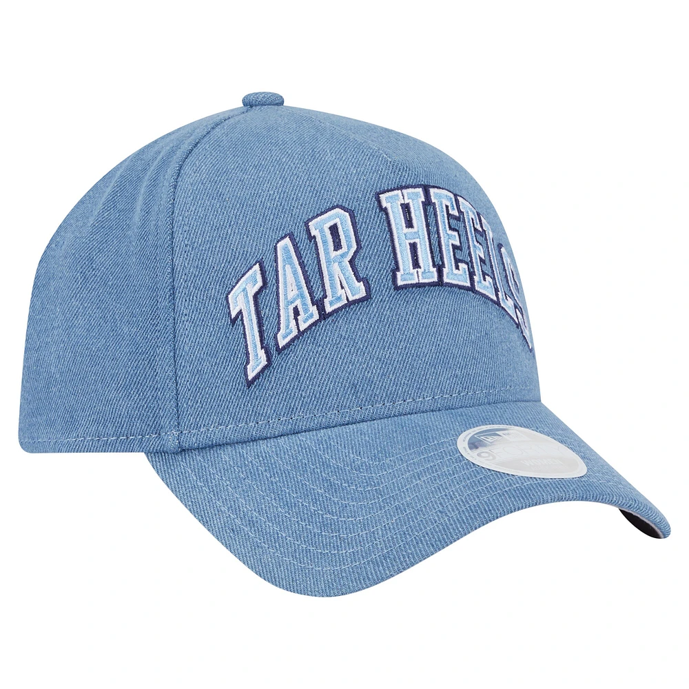 Casquette ajustable New Era en denim pour femme, modèle A-Frame 9FORTY, des Tar Heels de Caroline du Nord