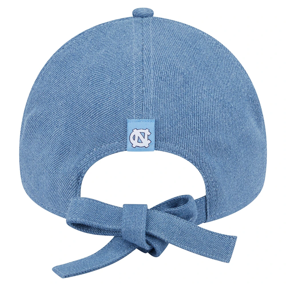 Casquette ajustable New Era en denim pour femme, modèle A-Frame 9FORTY, des Tar Heels de Caroline du Nord