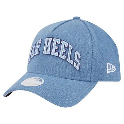 Casquette ajustable New Era en denim pour femme, modèle A-Frame 9FORTY, des Tar Heels de Caroline du Nord