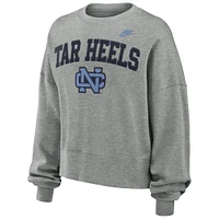 Women's Nike Heather Gray North Carolina Tar Heels Oversized Legacy Classic Pullover Sweatshirt