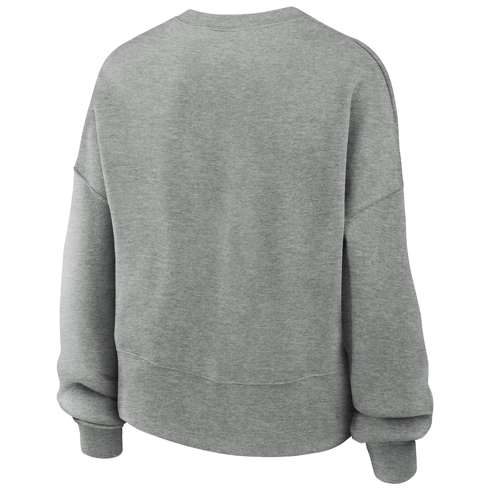 Women's Nike Heather Gray North Carolina Tar Heels Oversized Legacy Classic Pullover Sweatshirt