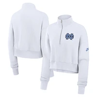 Sweat-shirt court à demi-zip Nike North Carolina Tar Heels Legacy Elevated Logo pour femme, blanc