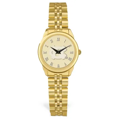 North Carolina Tar Heels Women's Gold Medallion Rolled Link Bracelet Wristwatch