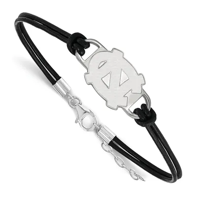 North Carolina Tar Heels Women's Sterling Silver Leather Bracelet