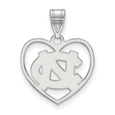 North Carolina Tar Heels Women's Sterling Silver Logo Heart Pendant