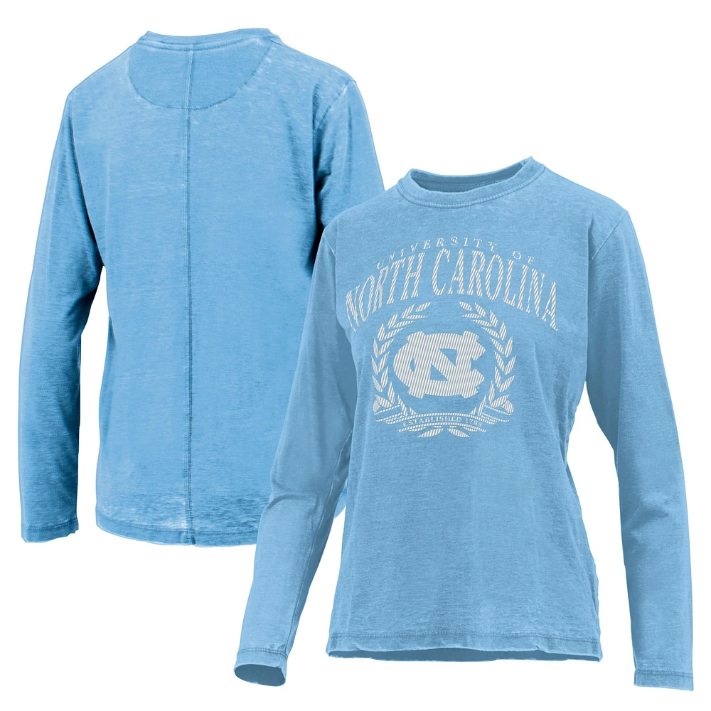 Women's Pressbox Carolina Blue North Tar Heels Chandler Olive Leaf Arch Long Sleeve T-Shirt