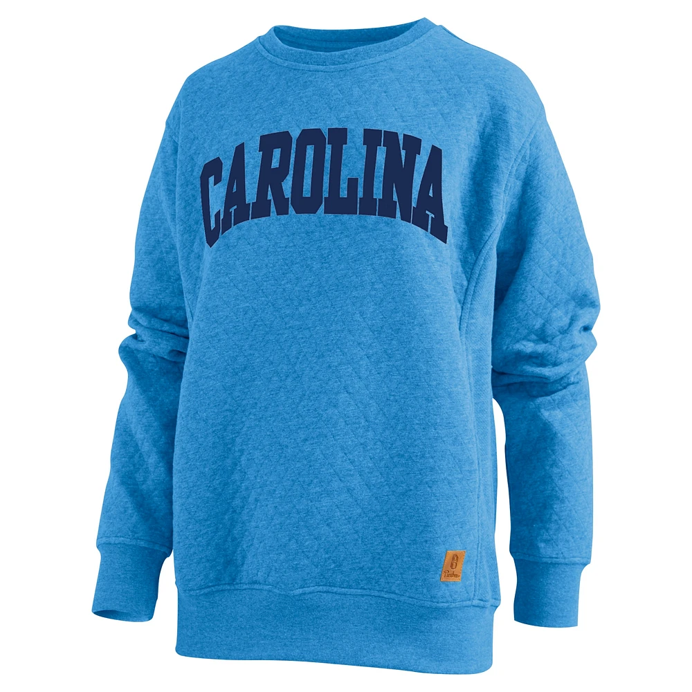 Sweat-shirt matelassé à imprimé orignal des Tar Heels de Caroline du Nord pour femme Pressbox Carolina Blue