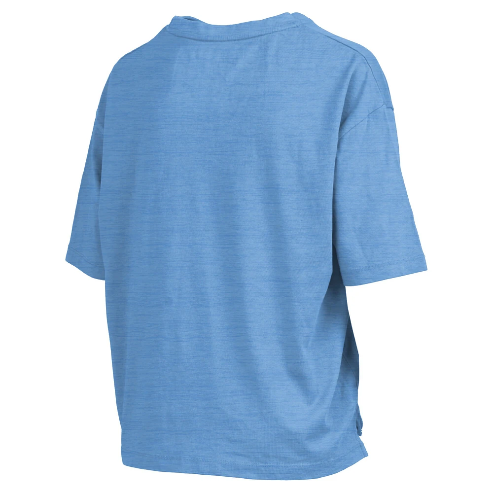 Women's Pressbox Carolina Blue North Tar Heels Nelson Arch Over Logo Waist Length Oversized Slub T-Shirt