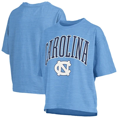 Women's Pressbox Carolina Blue North Tar Heels Nelson Arch Over Logo Waist Length Oversized Slub T-Shirt