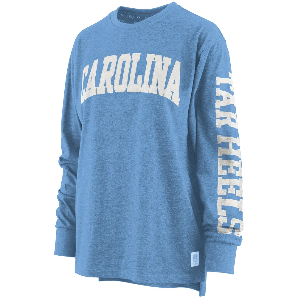 Women's Pressbox Carolina Blue North Tar Heels T-shirt à manches longues taille plus Two-Hit Canyon