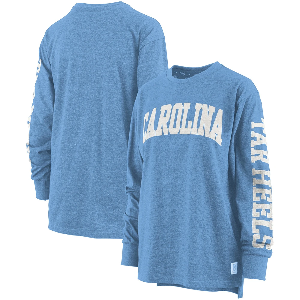 Women's Pressbox Carolina Blue North Tar Heels T-shirt à manches longues taille plus Two-Hit Canyon