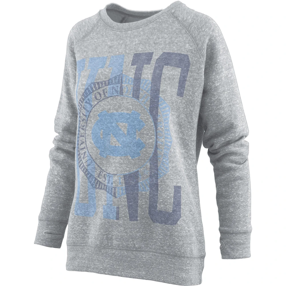 Women's Pressbox Heather Gray North Carolina Tar Heels Knobi Raglan Pullover Sweatshirt