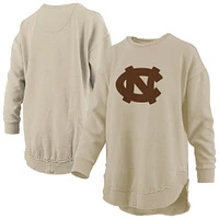 Sweat-shirt en polaire poncho Pressbox Tan pour femme de Caroline du Nord Tar Heels