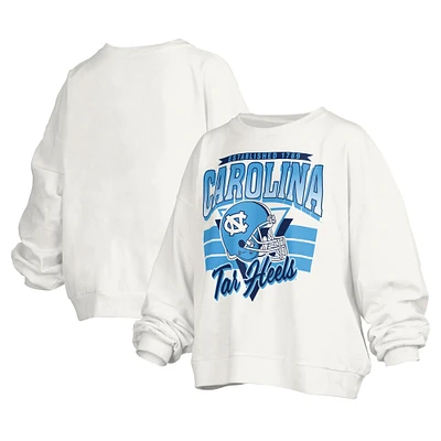 Sweat-shirt surdimensionné à logo rétro Janice pour femme Pressbox White North Carolina Tar Heels