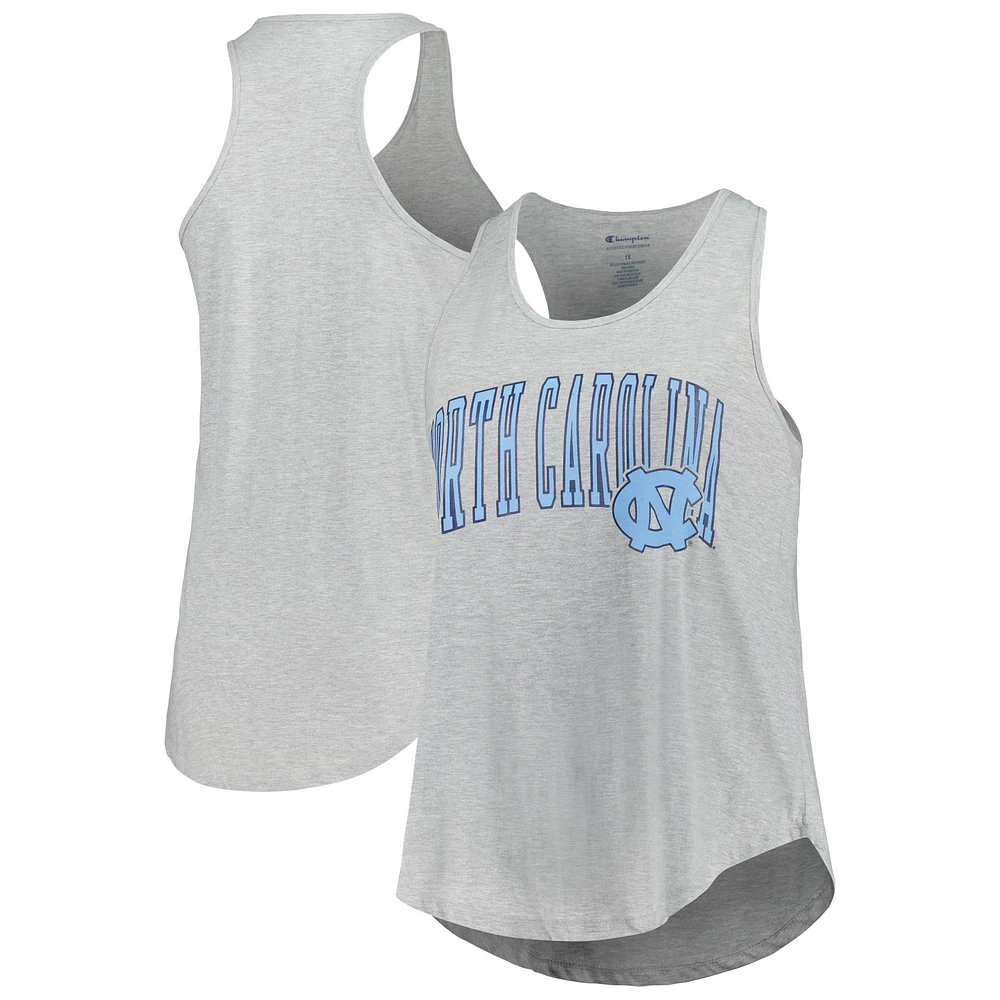 Profil pour femmes gris chiné North Carolina Tar Heels Arch Logo Débardeur à dos nageur et encolure dégagée