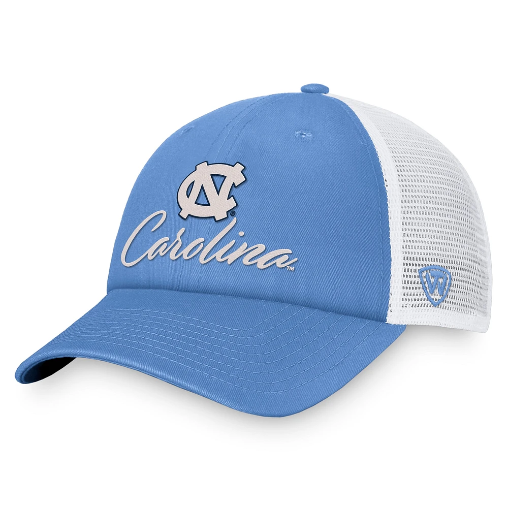 Women's Top of the World Carolina Blue/White North Carolina Tar Heels Charm Trucker Adjustable Hat