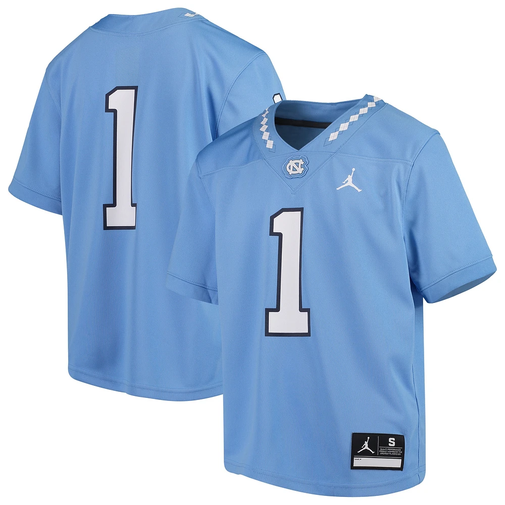 Maillot de football réplique l'équipe Jordan Brand #1 Carolina Blue North Tar Heels pour jeunes