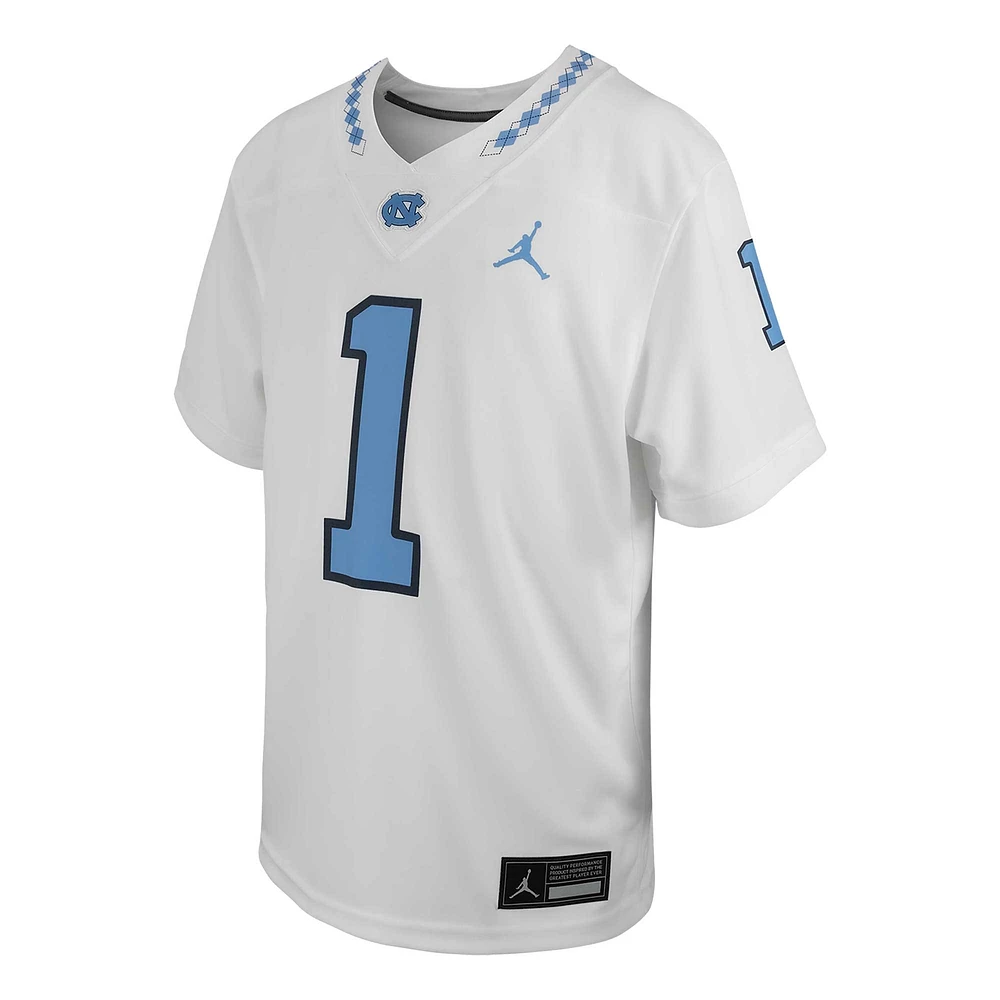 Maillot de jeu réplique intouchable Jordan Brand #1 pour jeunes Caroline du Nord, blanc, Tar Heels