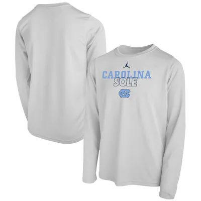 North Carolina Tar Heels Jordan Brand Youth 2023 On Court Sole Bench T-Shirt - White