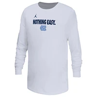 Youth Jordan Brand White North Carolina Tar Heels 2025 On-Court Bench Long Sleeve T-Shirt