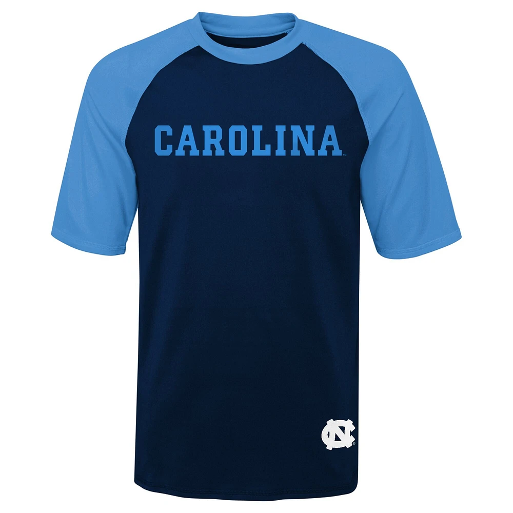 T-shirt raglan rashguard pour jeunes, bleu marine, North Carolina Tar Heels, Mecca Dunes