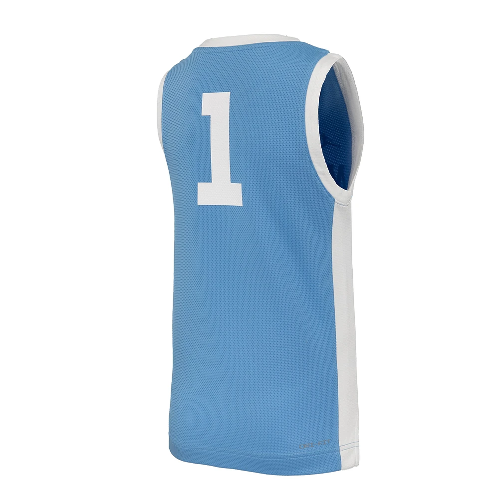 Maillot de basket-ball rétro réplique Nike #1 Carolina Blue North Tar Heels pour jeunes