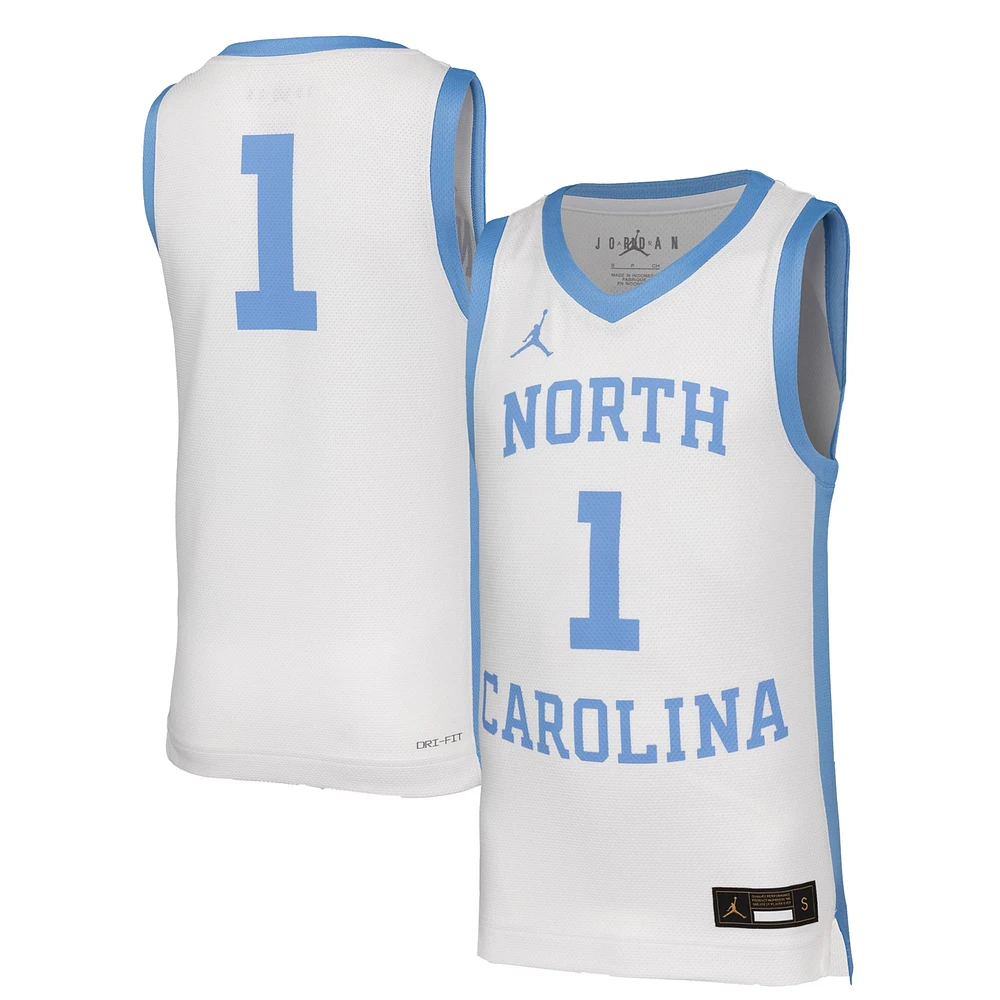 Maillot de basket-ball rétro réplique Nike #1 blanc des North Carolina Tar Heels pour jeunes