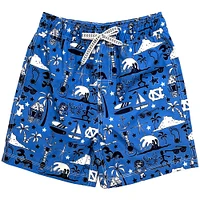 Youth Wes & Willy Carolina Blue North Tar Heels Luau Swim Trunks