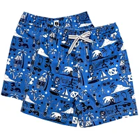 Youth Wes & Willy Carolina Blue North Tar Heels Luau Swim Trunks