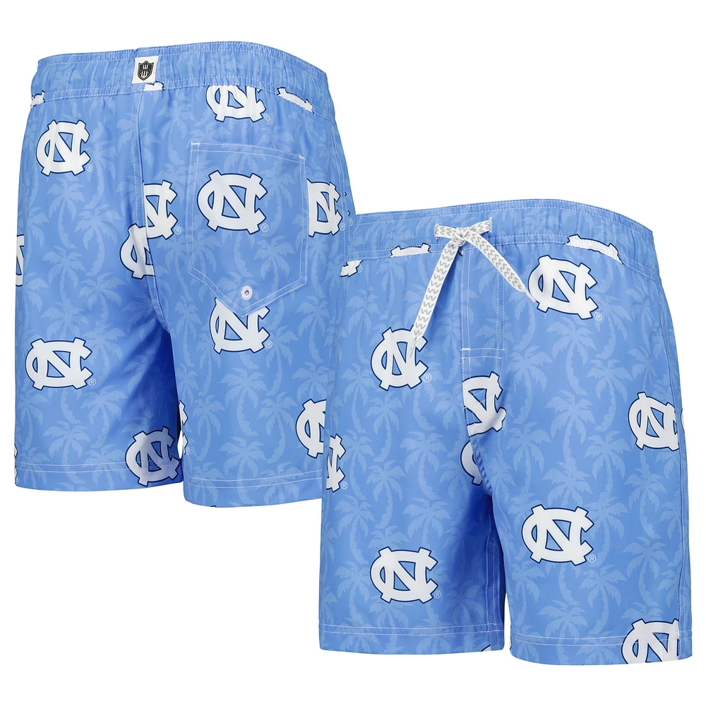 Youth Wes & Willy Bleu clair North Carolina Tar Heels Palm Tree Swim Shorts