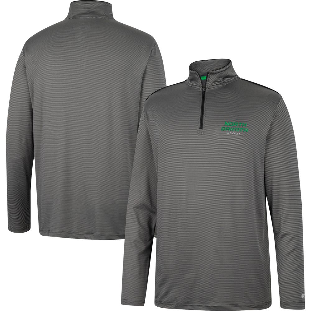 Men's Colosseum Charcoal North Dakota Logo Quarter-Zip Windshirt