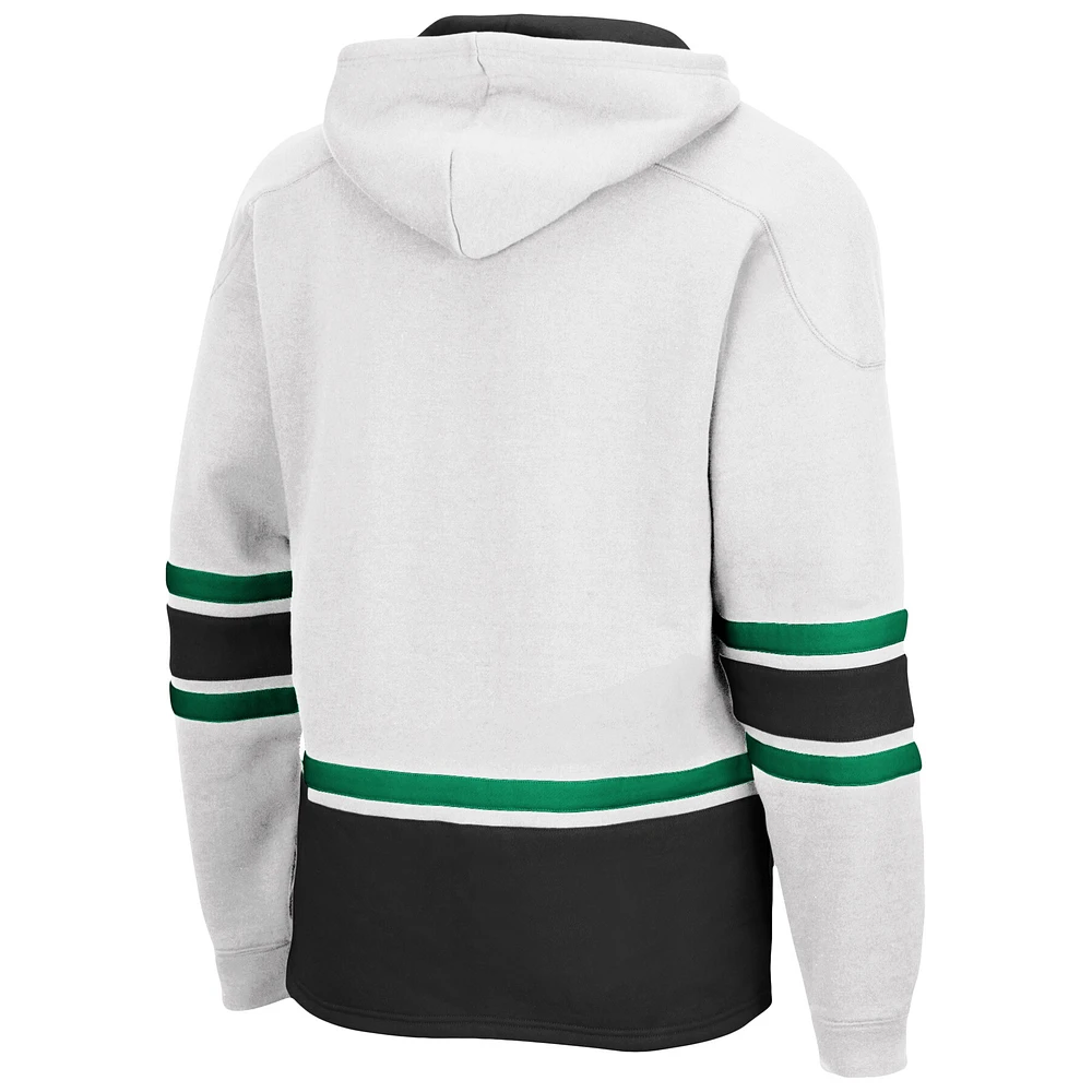 Men's Colosseum White North Dakota Lace Up 3.0 Pullover Hoodie