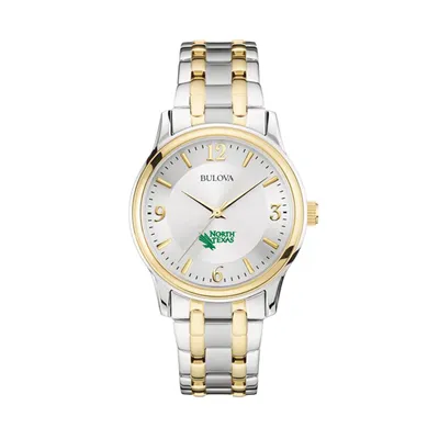 North Texas Mean Green Bulova Classic Two-Tone Round Watch - Silver/Gold