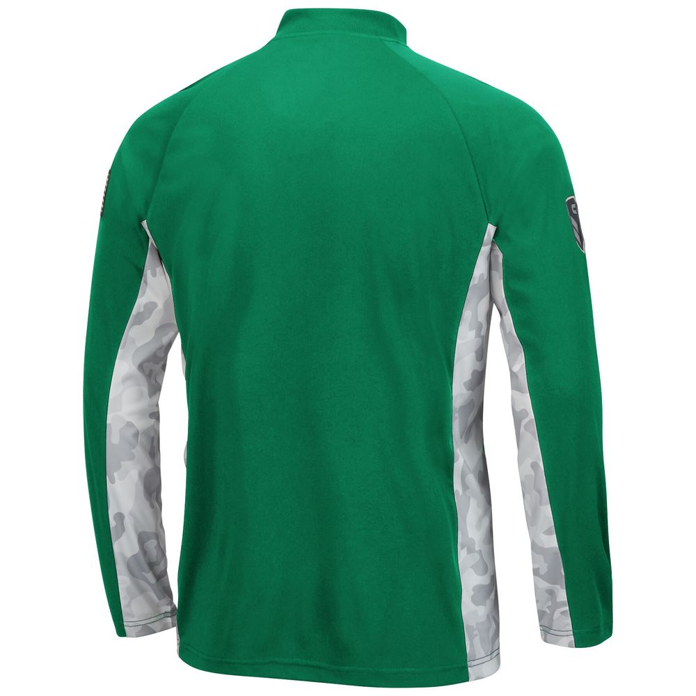 Men's Colosseum Green/Camo North Texas Mean Green OHT Military Appreciation Snow Cruise Raglan Quarter-Zip Top