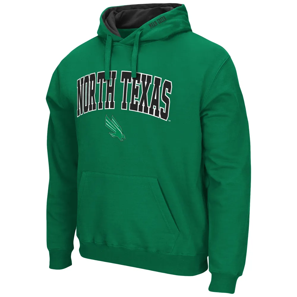 Men's Colosseum Kelly Green North Texas Mean Arch and Logo Pullover Hoodie