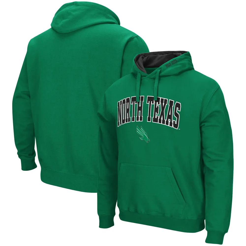 Men's Colosseum Kelly Green North Texas Mean Arch and Logo Pullover Hoodie