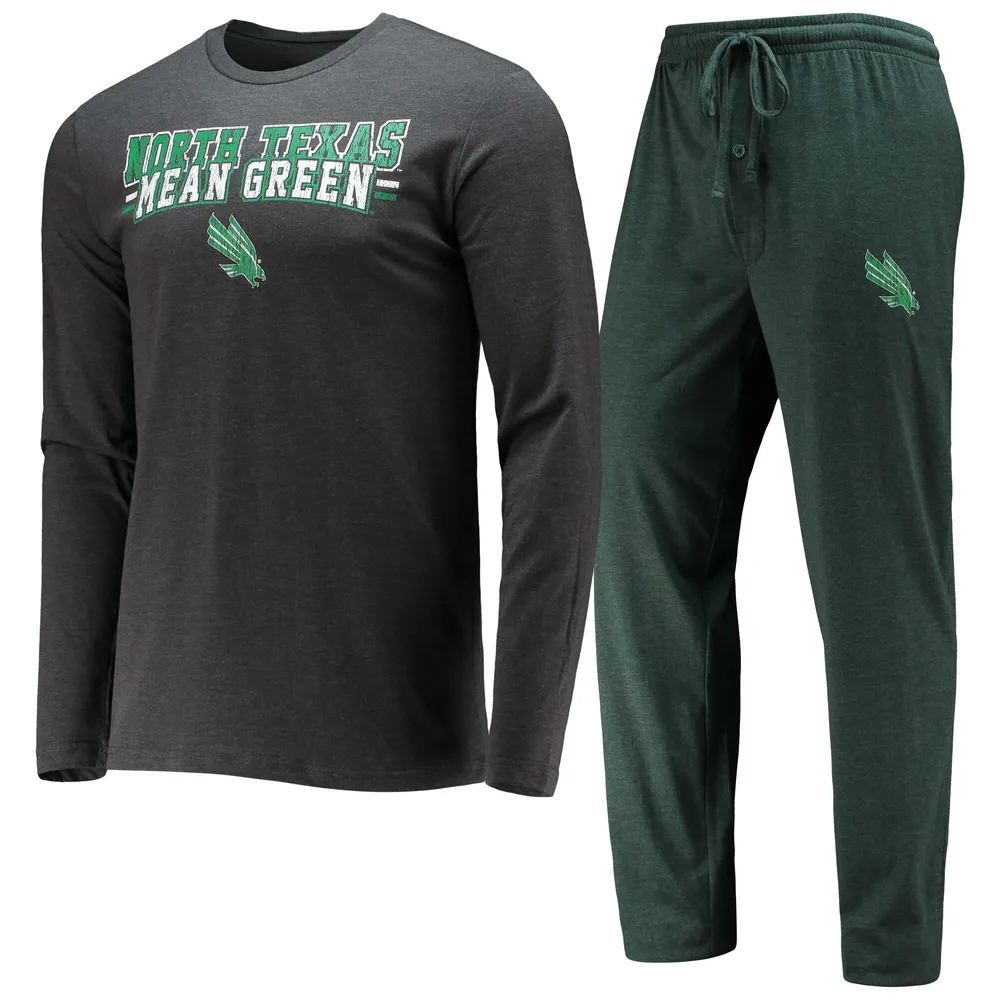 Concepts Sport Kelly Green/Heathered Charcoal North Texas Mean Green Meter T-shirt à manches longues et pantalon Ensemble de nuit