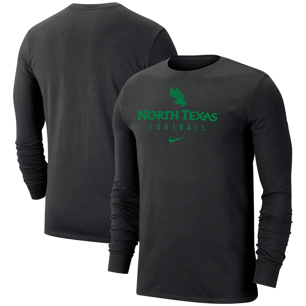 Men's Nike Black North Texas Mean Green Long Sleeve T-Shirt