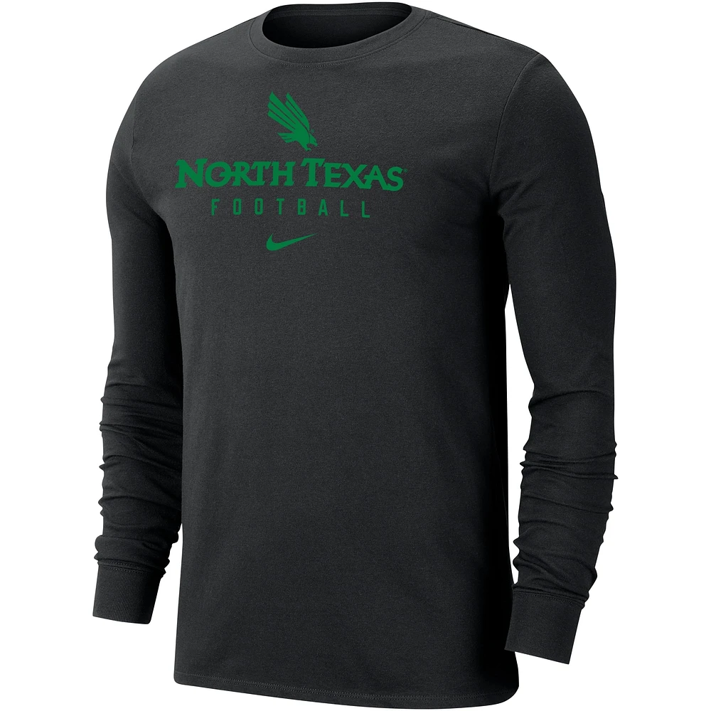 Men's Nike Black North Texas Mean Green Long Sleeve T-Shirt